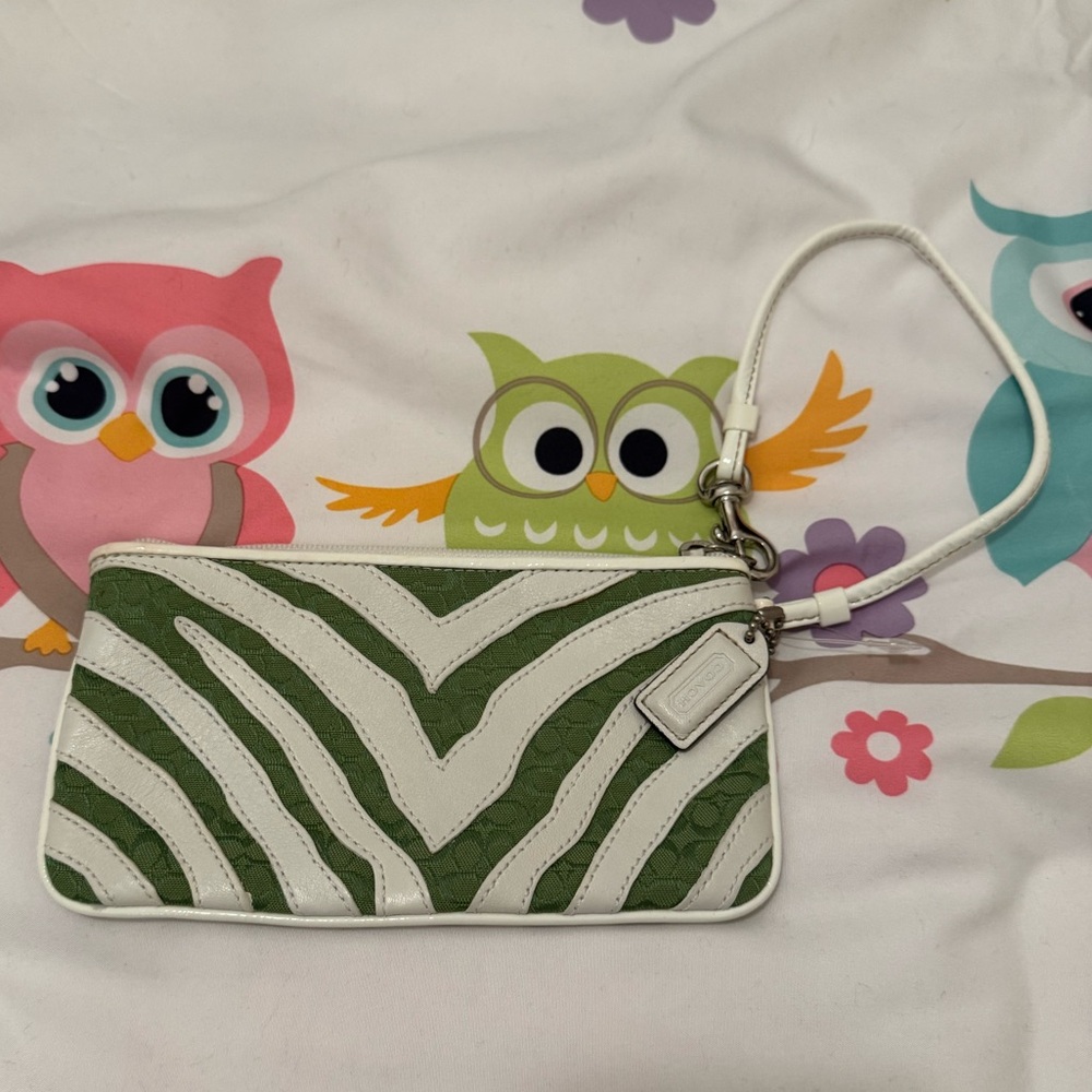 Coach Green and White Mini Bag
